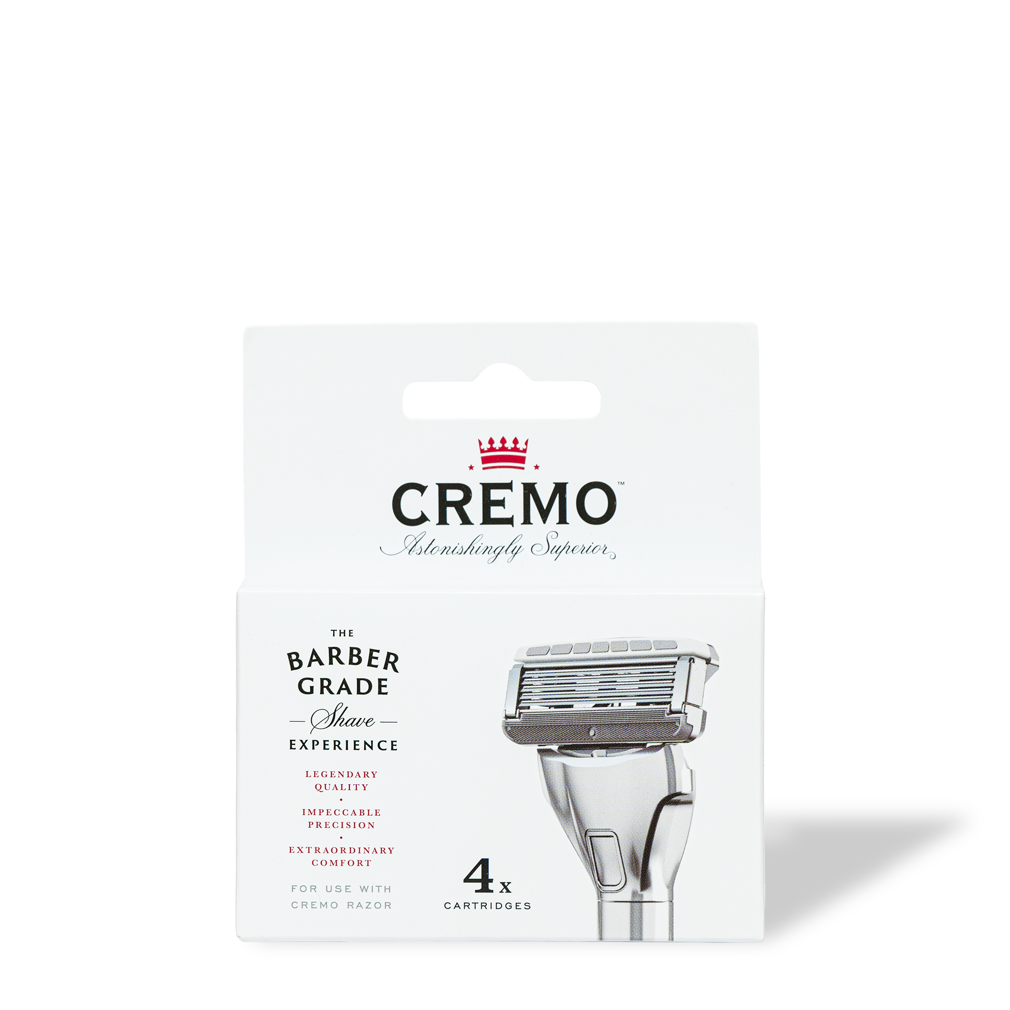 Front view of Cremo Barber Grade Razor Refills.